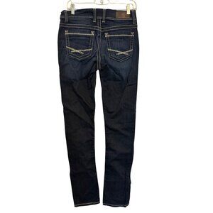 BKE Dakota Dark Wash Denim Womens Jeans Size 27L Slim Fit Contrast Stitching